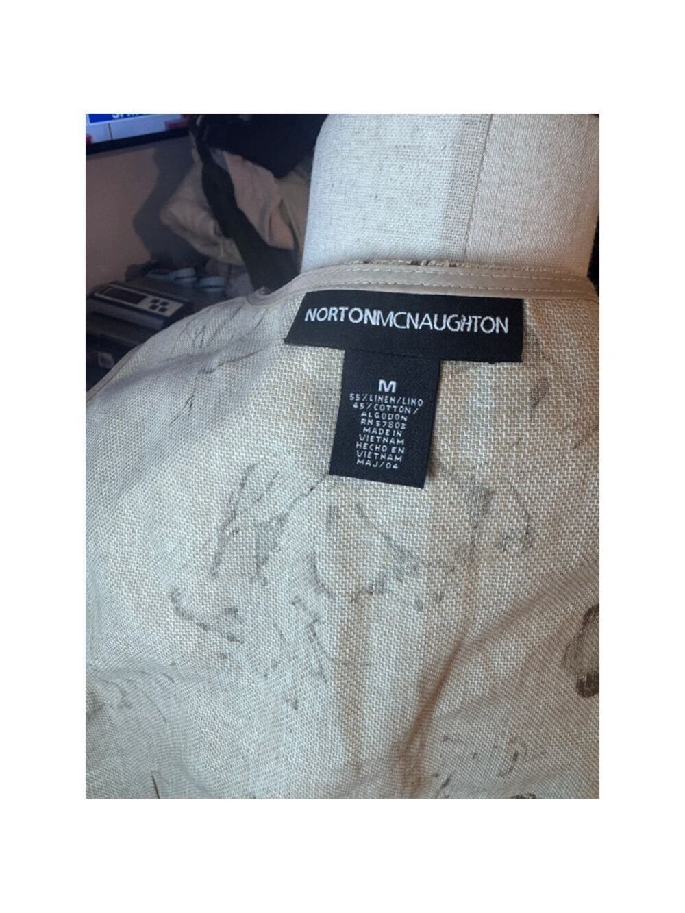 Linen dress brown on brown sz medium sleeveless maxi Vietnam Norton McNaughton - Picture 13 of 14
